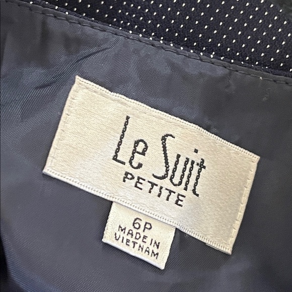 LE SUIT 2PC Navy Blue Polka Dot Skirt Set Sz 6P - Picture 7 of 12